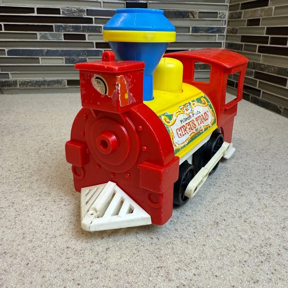 Vintage Fisher Price Circus Train 991 Engine Cage‎ Car Caboose 3 Piece Set